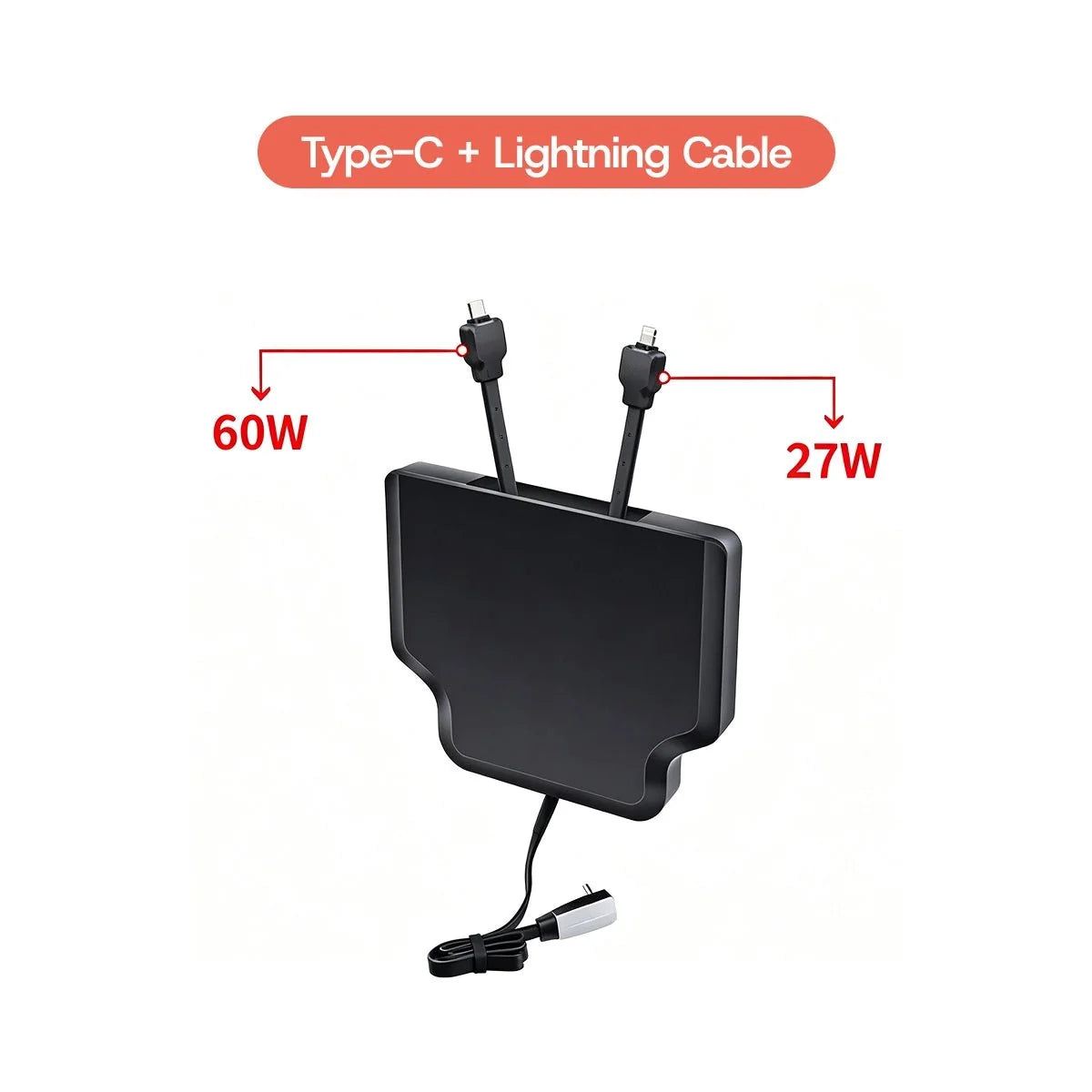 Armrest Retractable Charging Hub with Dual Cables for Tesla Model 3 2024+ / Model Y 2025+