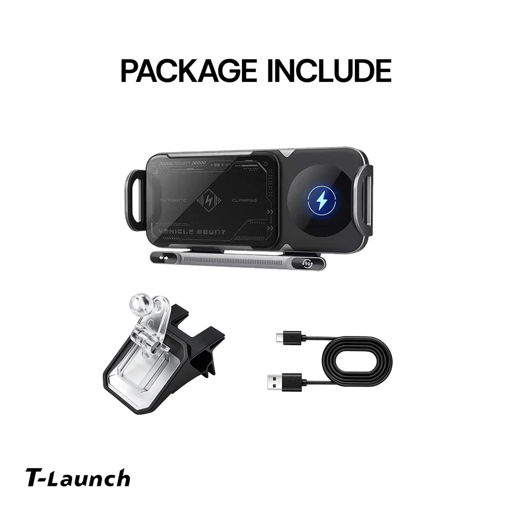 Electric Auto-Clamping & Rotating Wireless Charging Phone Holder for Tesla Model 3/Y/Y L 2024+