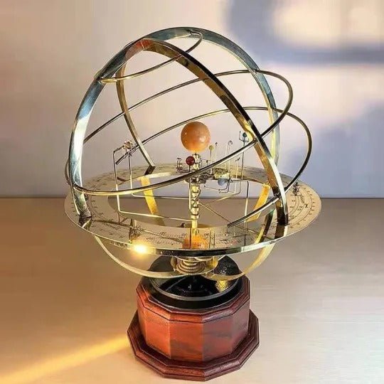 Celestial Brass | Solar System Orrery with Manual Rotation | Elegant Desktop Model for Educational Display