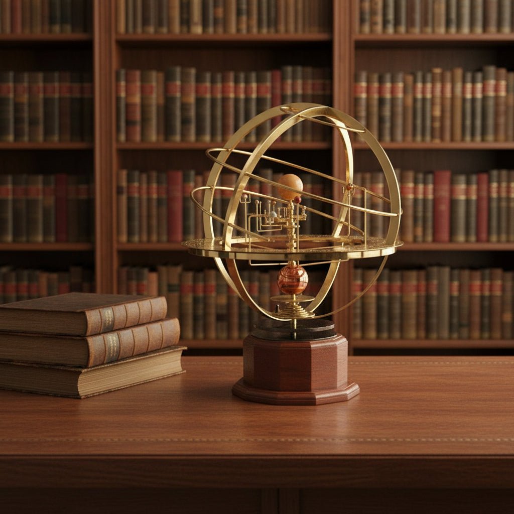Celestial Brass | Solar System Orrery with Manual Rotation | Elegant Desktop Model for Educational Display