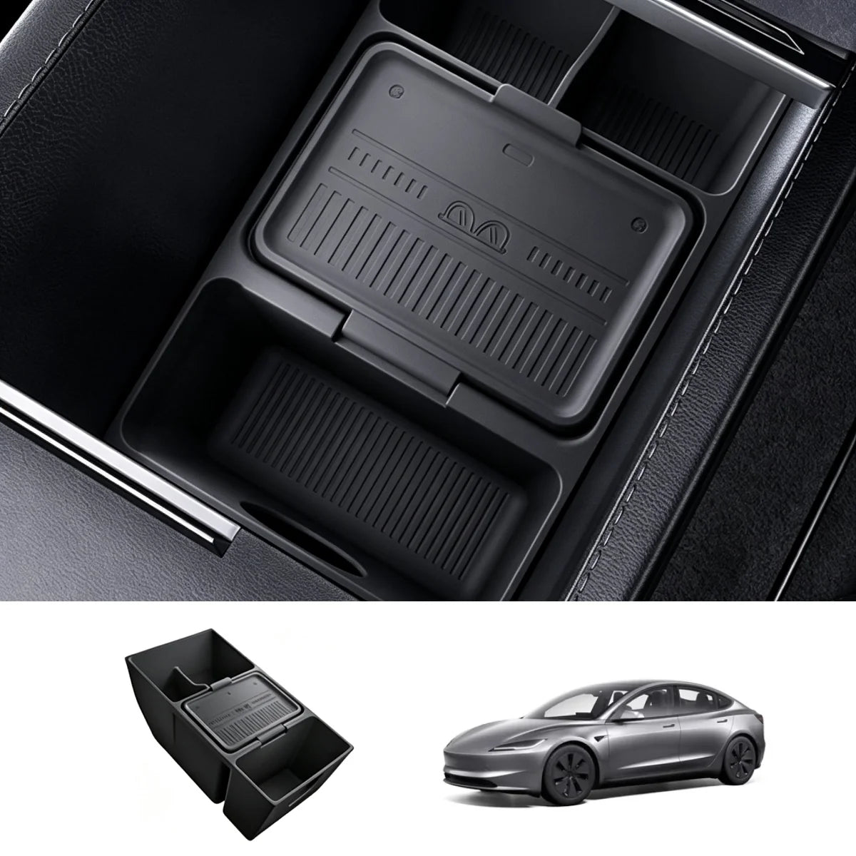 Center Console & Armrest Silicone Storage Organizer Set for Tesla Model 3 Highland 2024+