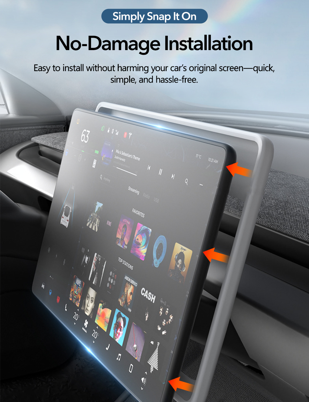 Central Screen Protector Frame for Tesla Model 3 Highland & New Model Y