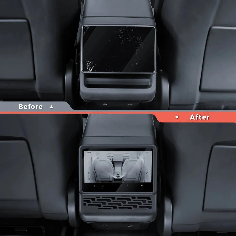 All-in-One Central Screen Tempered Glass & Frame Cover for Tesla Model Y Juniper 2025+