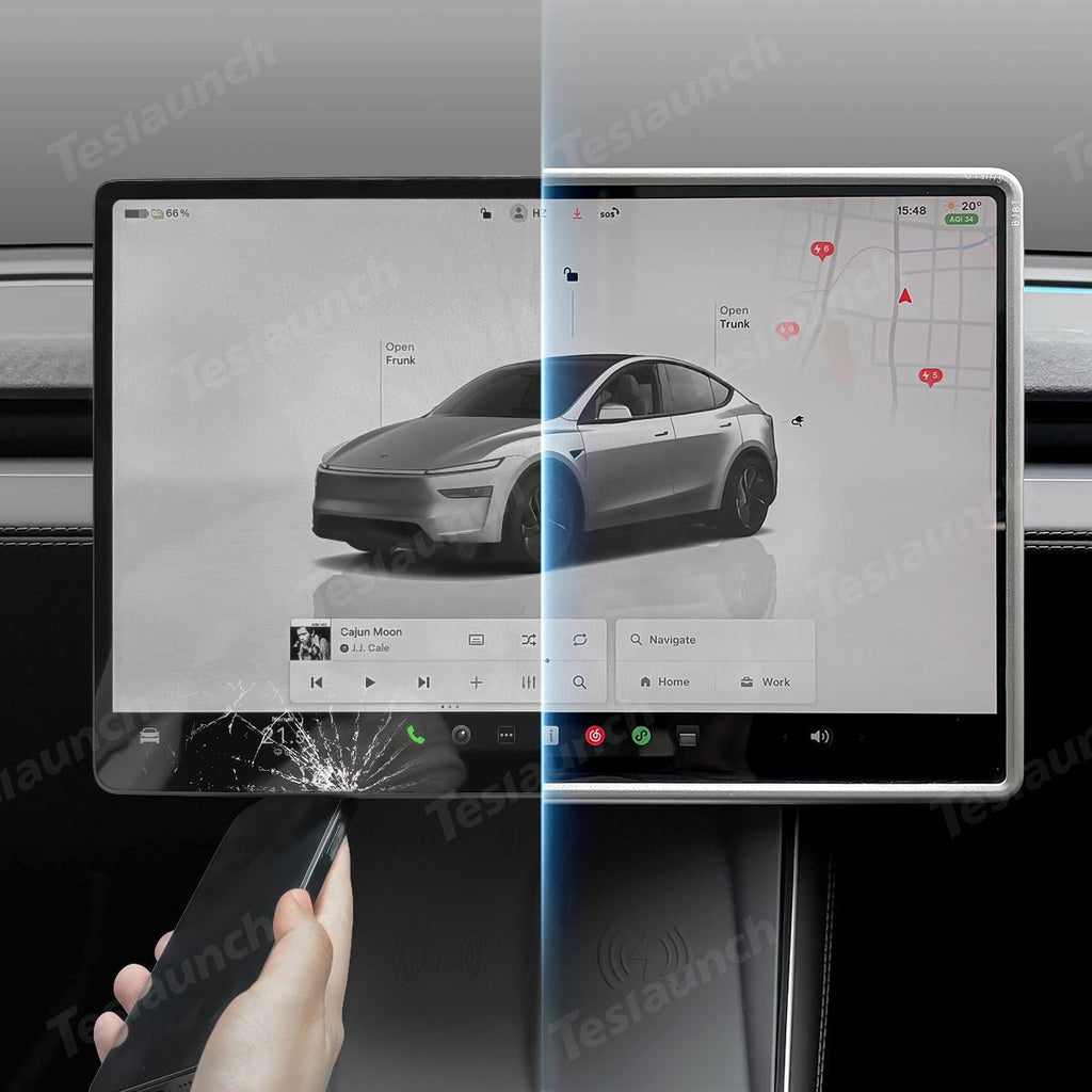 All-in-One Central Screen Tempered Glass & Frame Cover for 2026 New Tesla Model Y Standard