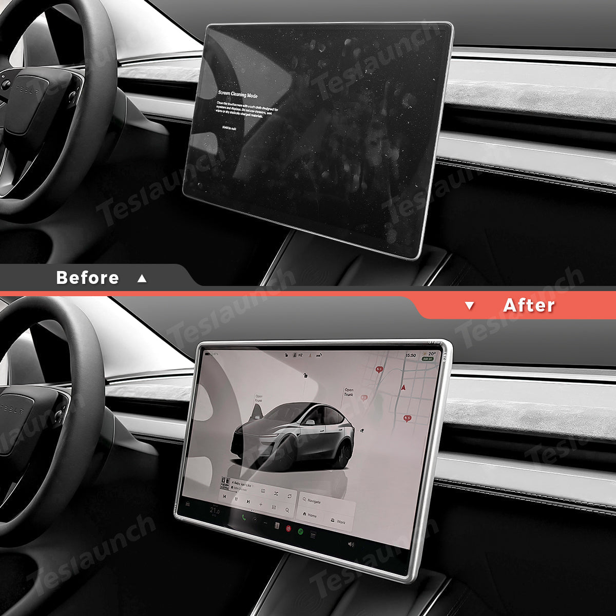 All-in-One Central Screen Tempered Glass & Frame Cover for 2026 New Tesla Model Y Standard