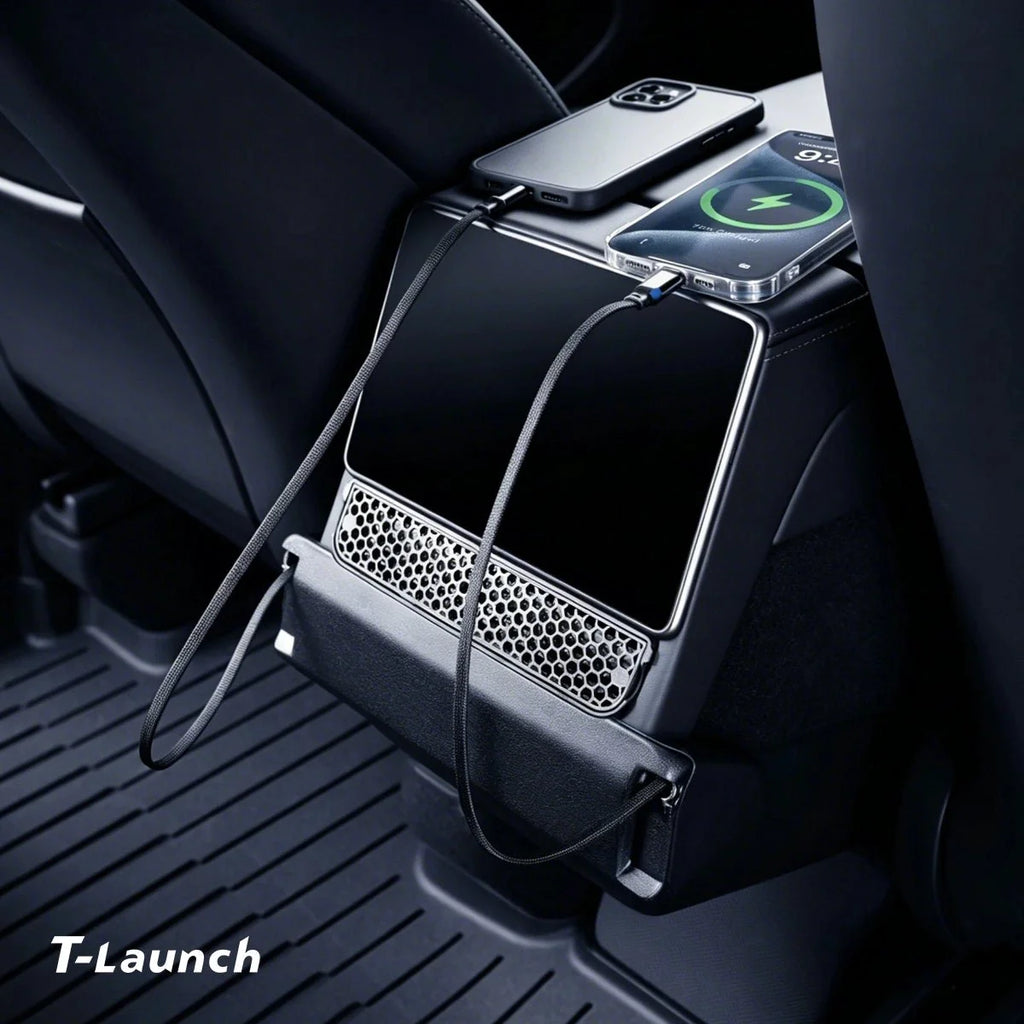 Rear Air Vent Charging Dock with Retractable Cables for Tesla Model Y L 2026+