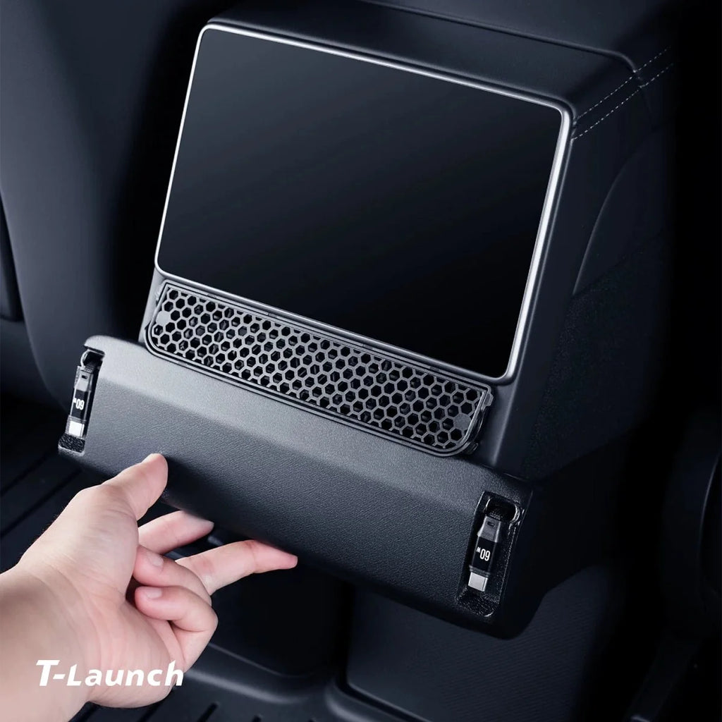 Rear Air Vent Charging Dock with Retractable Cables for Tesla Model Y L 2026+