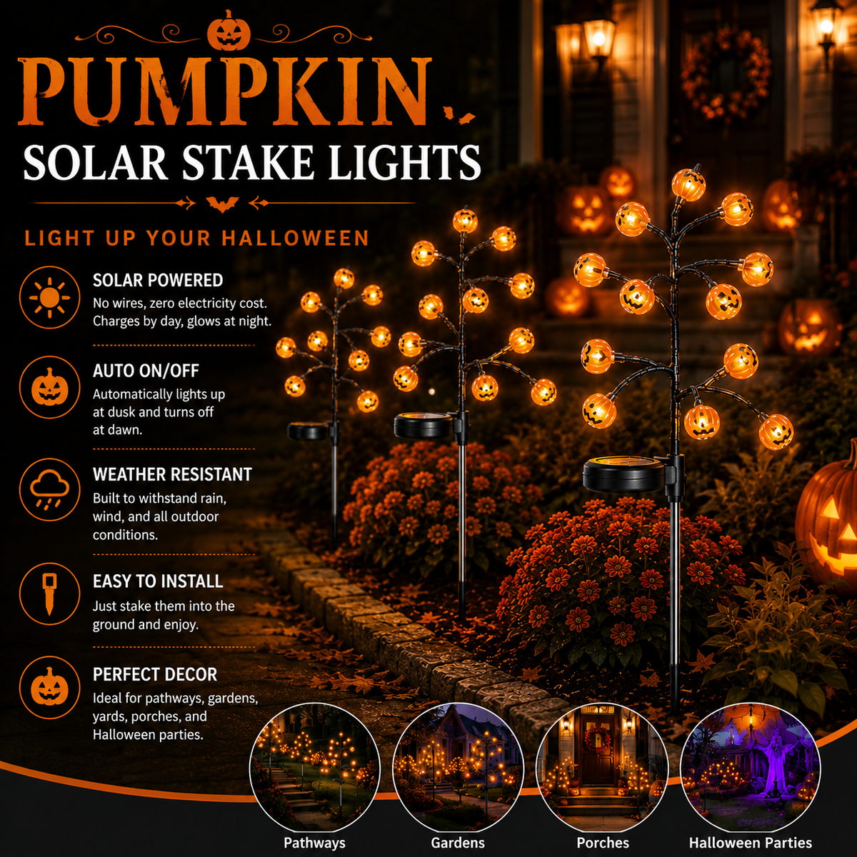 Solar Pumpkin Lights Light Up Your Halloween Yard