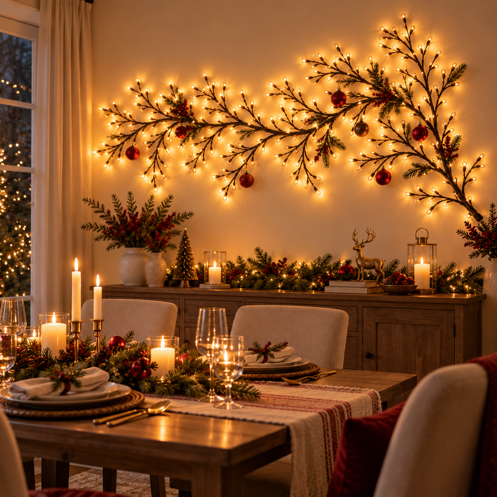 Flexible LED Branch Lights | Remote-Controlled Holiday Wall Decor