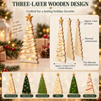 Vintage Lighted Wooden Christmas Trees – Set of 6