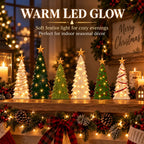 Vintage Lighted Wooden Christmas Trees – Set of 6