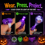 👻🎃 Halloween Finger Projector Rings – LED Party Favors for Kids