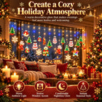 🎁Christmas Ornament Curtain Lights – Light-Up Holiday Window Decorations for Home