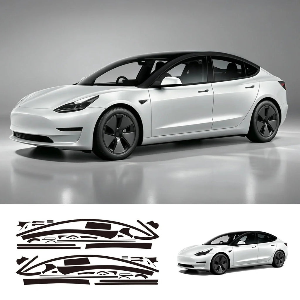Chrome Delete Blackout Vinyl Overlay for  2017-2023 Tesla Model 3 - Matte Black