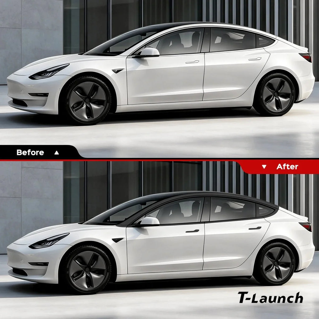 Chrome Delete Blackout Vinyl Overlay for  2017-2023 Tesla Model 3 - Matte Black