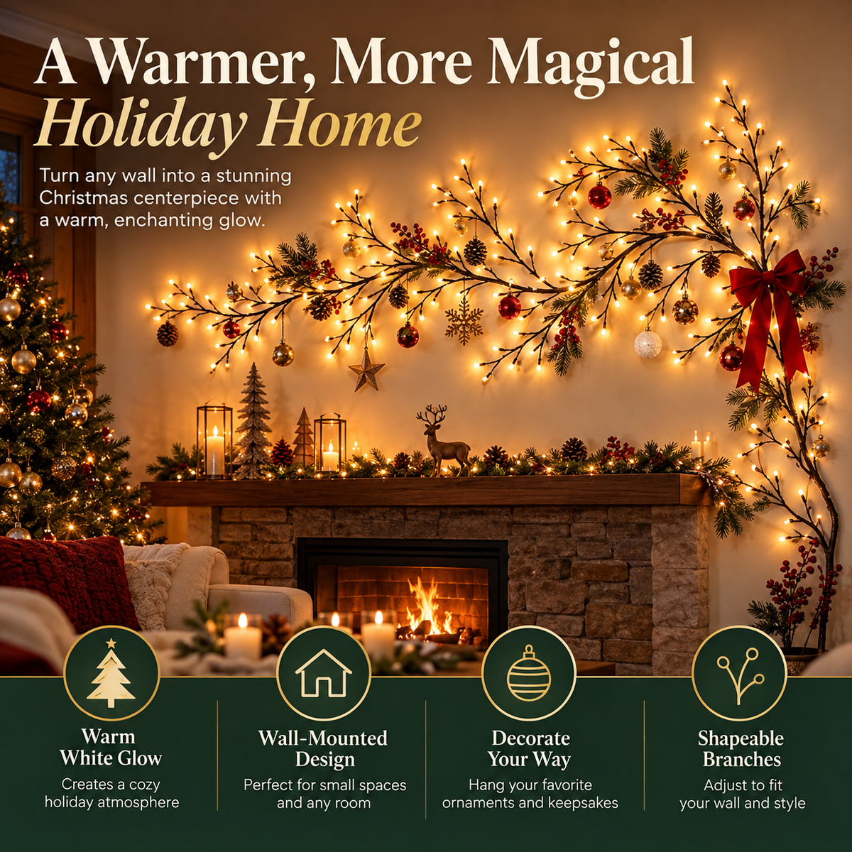 ❤️Warm Glow Tree Branch Wall Decor