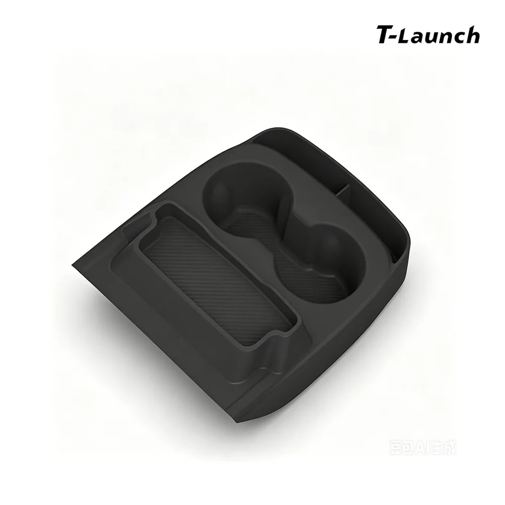 Silicone Integrated Cup Holder & Storage Organizer for Tesla Model Y Standard 2026+