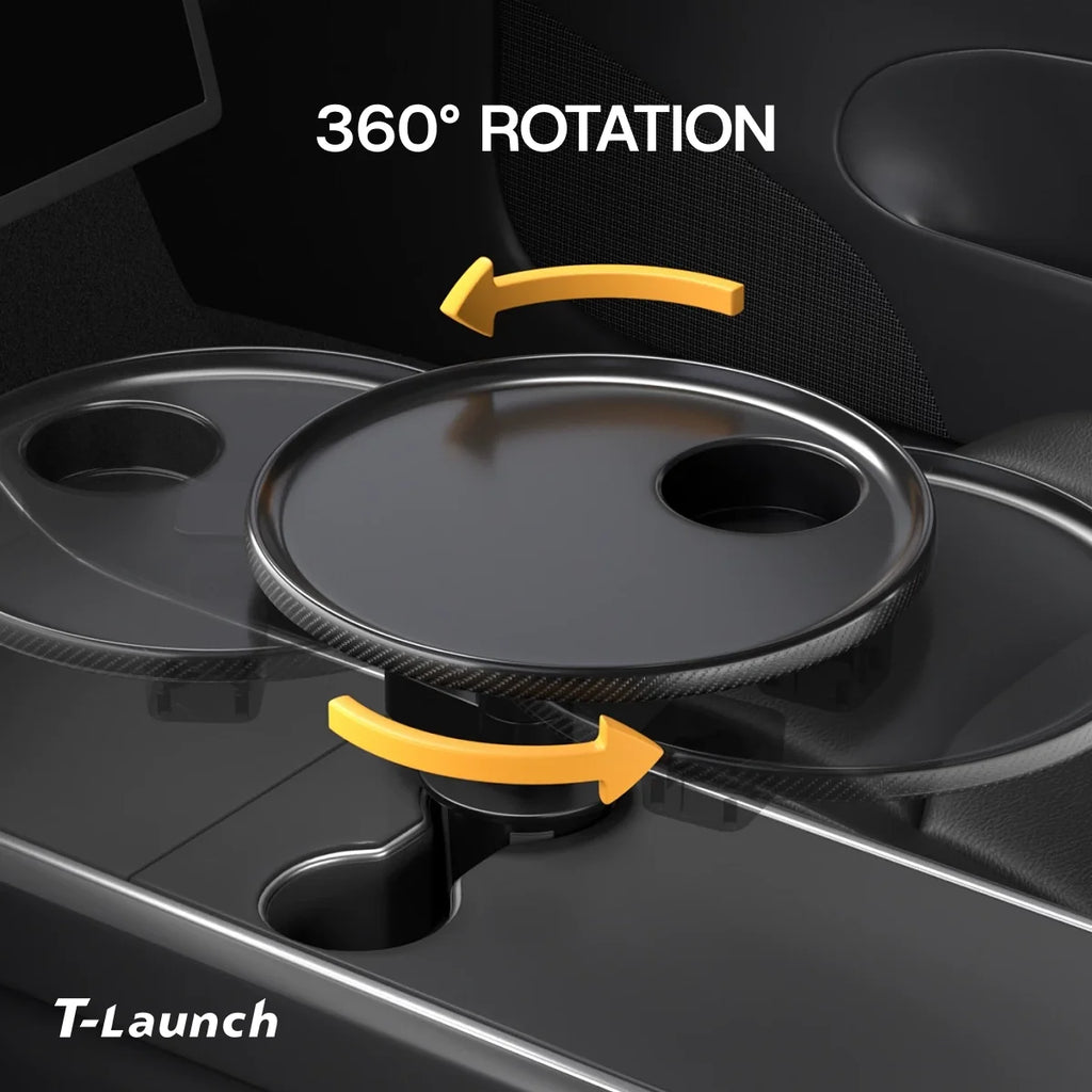 360° Rotatable Cup Holder Tray Table for Tesla Model 3/Y/S/X