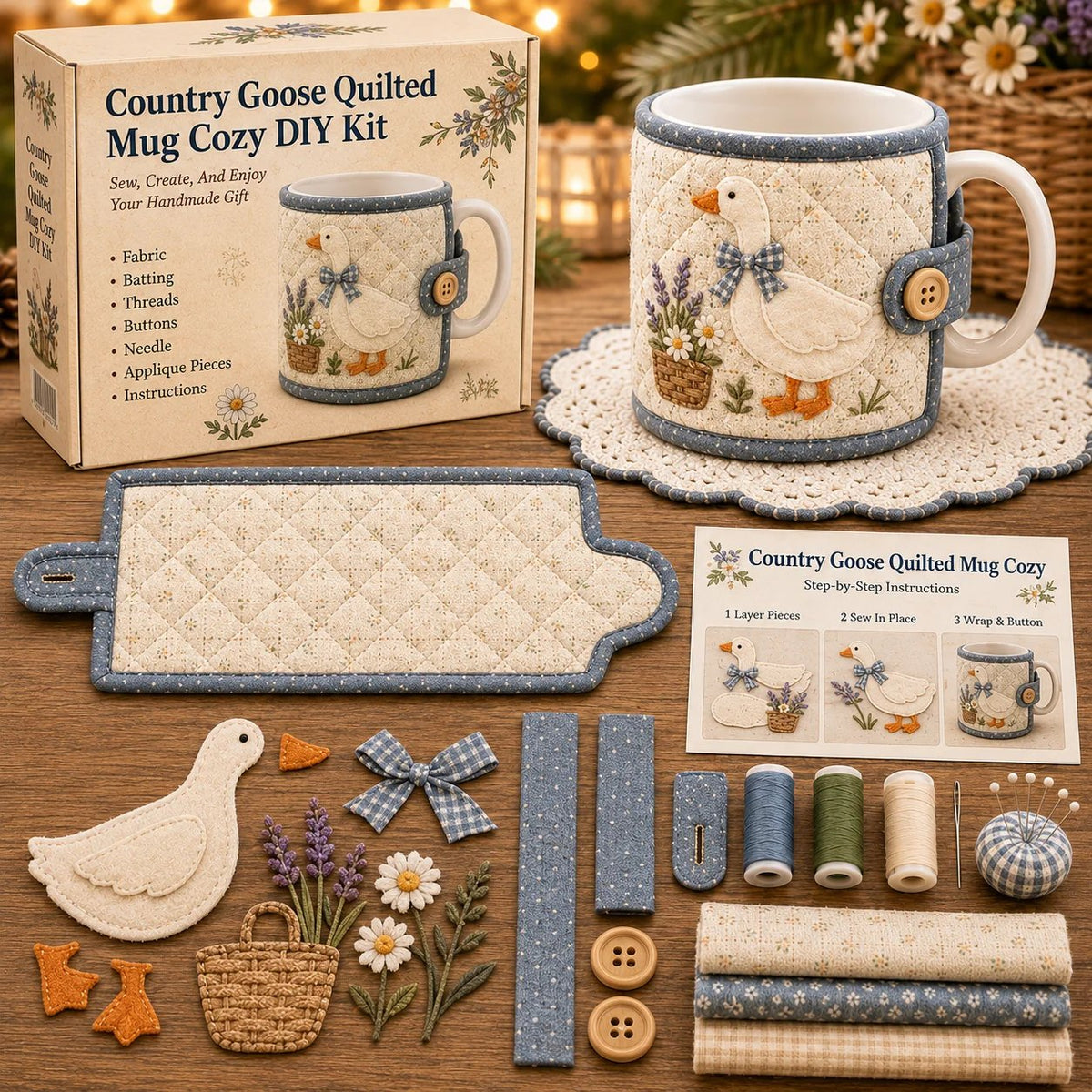 Farmhouse Friends Mug Cozy Sewing Kit