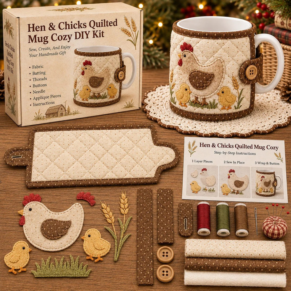 Farmhouse Friends Mug Cozy Sewing Kit