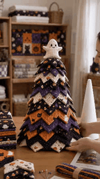 🎅 Santa Claus Patchwork Tree Quilt Kit – Easy Layered Fabric Holiday Décor