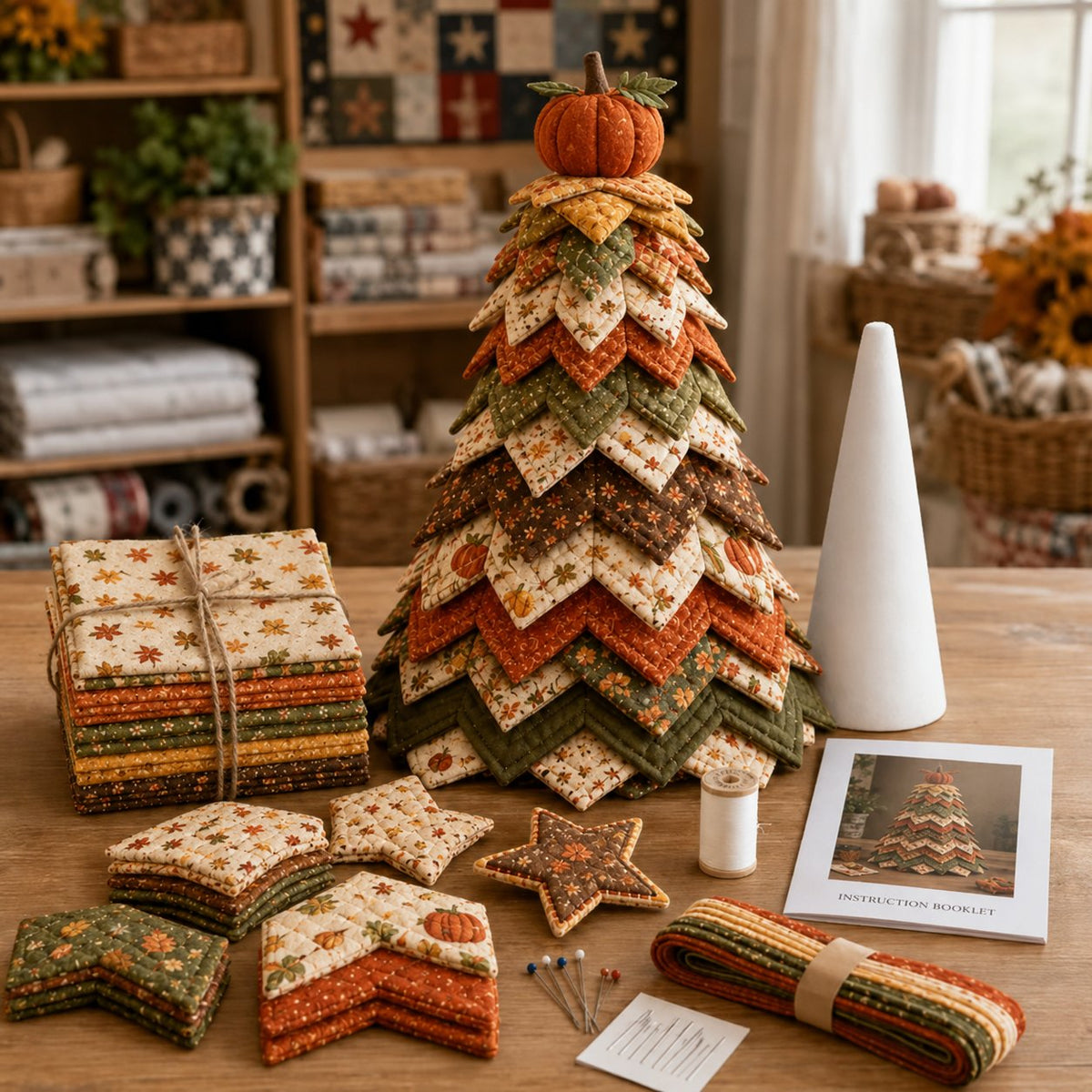🎅 Santa Claus Patchwork Tree Quilt Kit – Easy Layered Fabric Holiday Décor