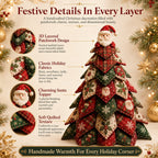 🎅 Santa Claus Patchwork Tree Quilt Kit – Easy Layered Fabric Holiday Décor