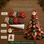 🎅 Santa Claus Patchwork Tree Quilt Kit – Easy Layered Fabric Holiday Décor