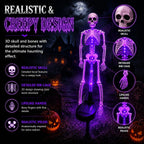Solar Skeleton Lamp Yard Stake Halloween Decorations Garden Light, 28''