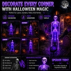 Solar Skeleton Lamp Yard Stake Halloween Decorations Garden Light, 28''