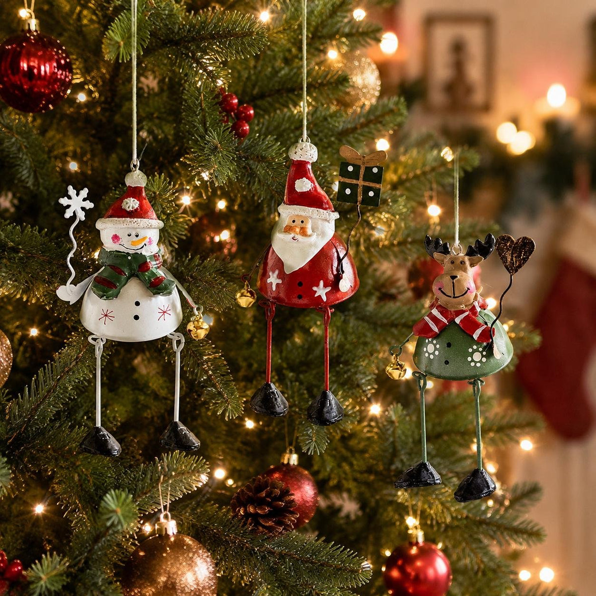 Whimsical Christmas Metal Hanging Ornaments