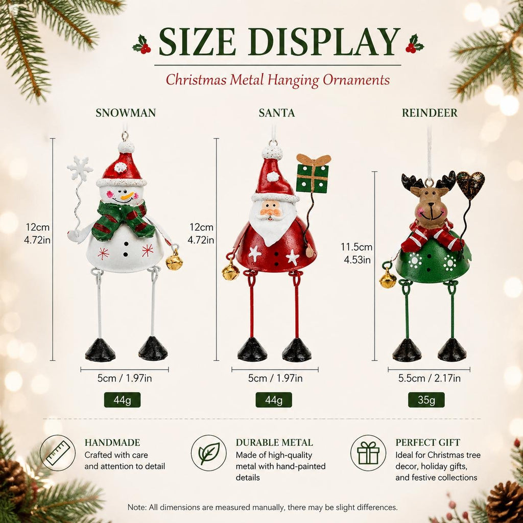Whimsical Christmas Metal Hanging Ornaments