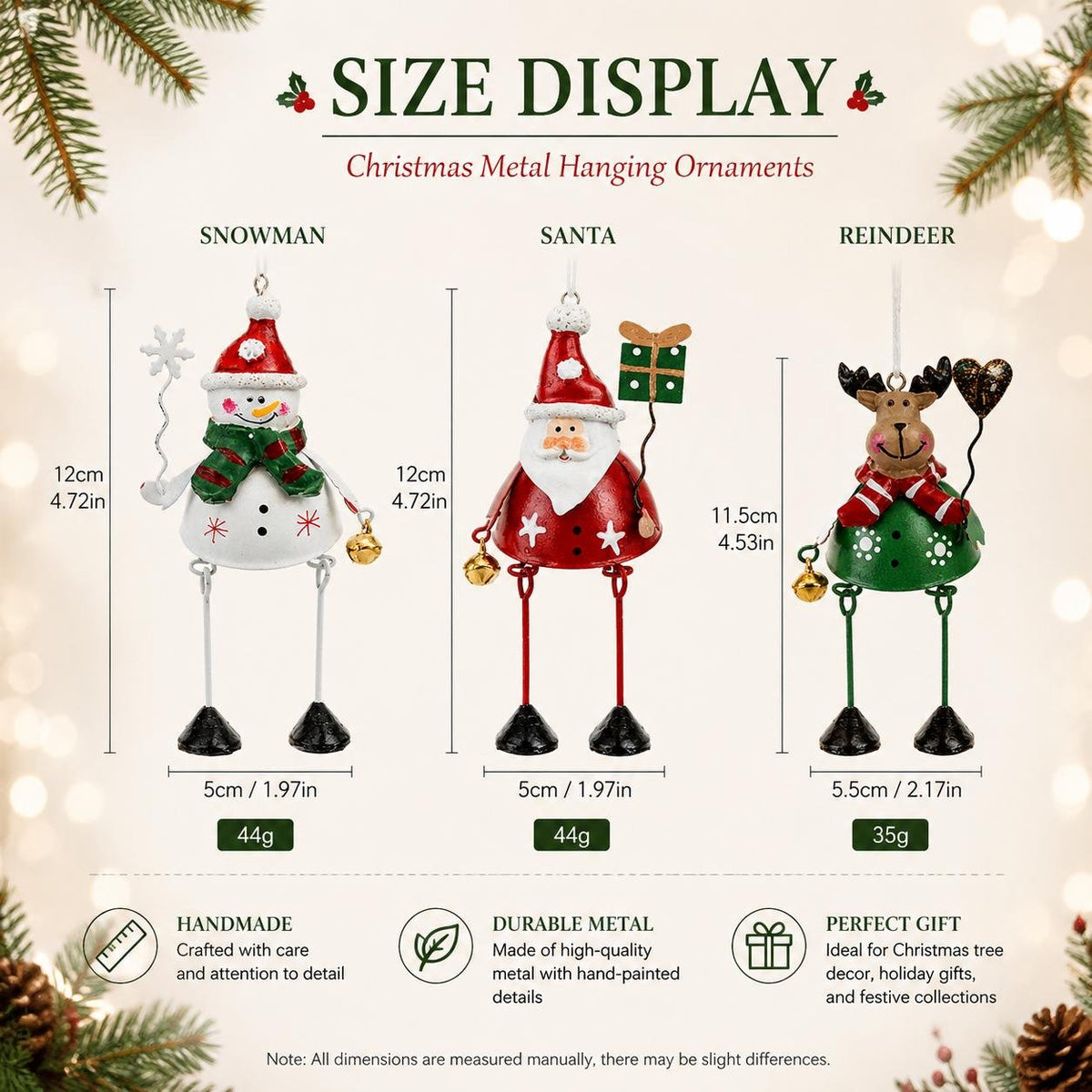 Whimsical Christmas Metal Hanging Ornaments