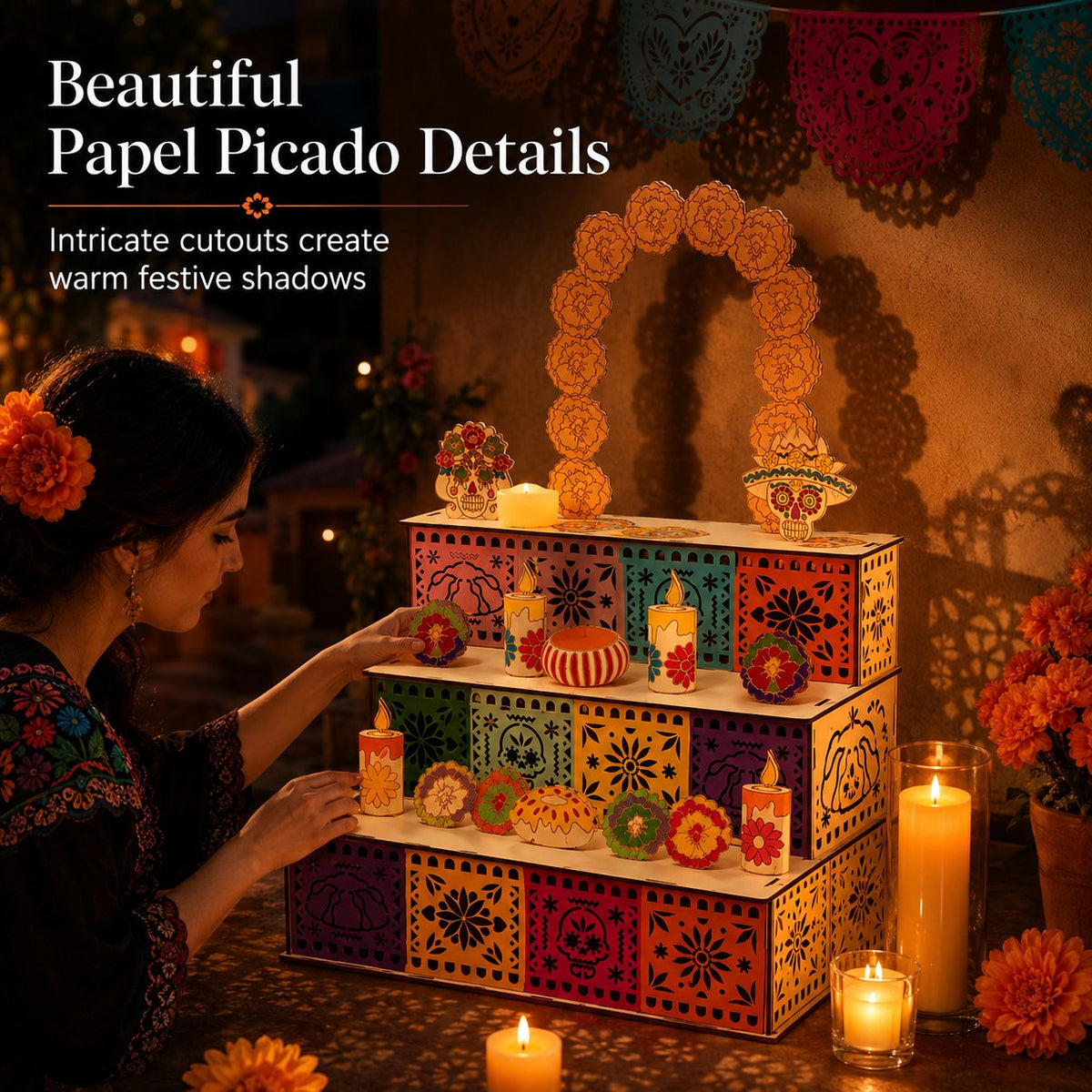 🏵️Day of the Dead Wooden Ofrenda Altar Display Set