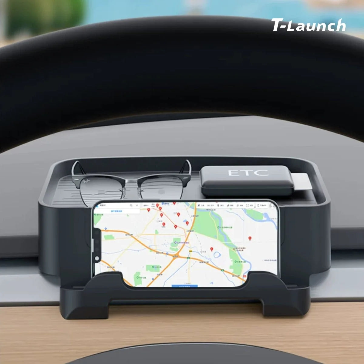 Dashboard Storage Tray with Phone Holder & ETC Bracket for Tesla Model 3/Y 2017-2024