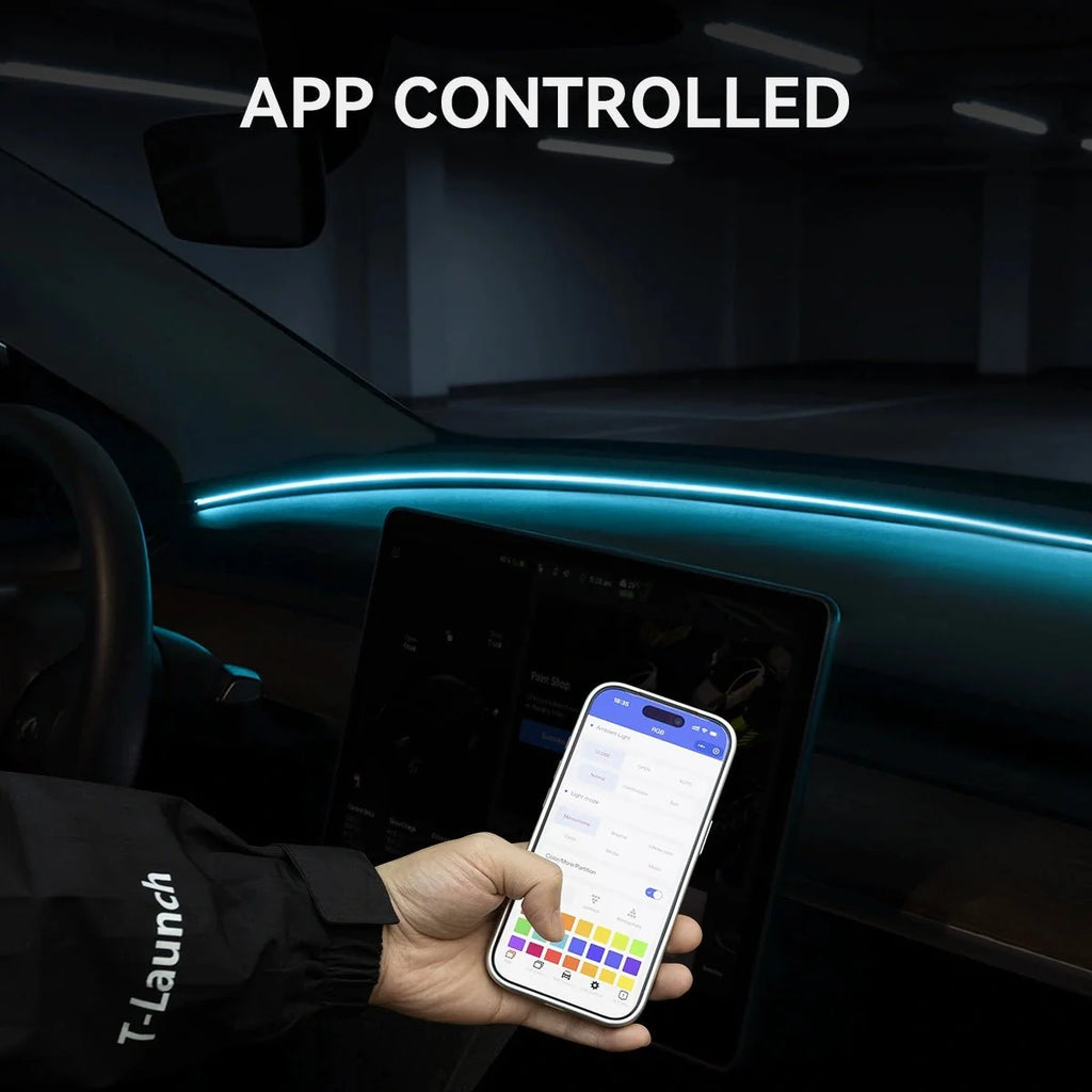 Juniper-Style Dashboard Ambient Light Kit with BSD Warning for Tesla Model Y 2020-2024