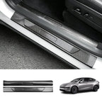 Carbon Fiber Style Door Sill Protectors for Tesla Model Y L 2026+