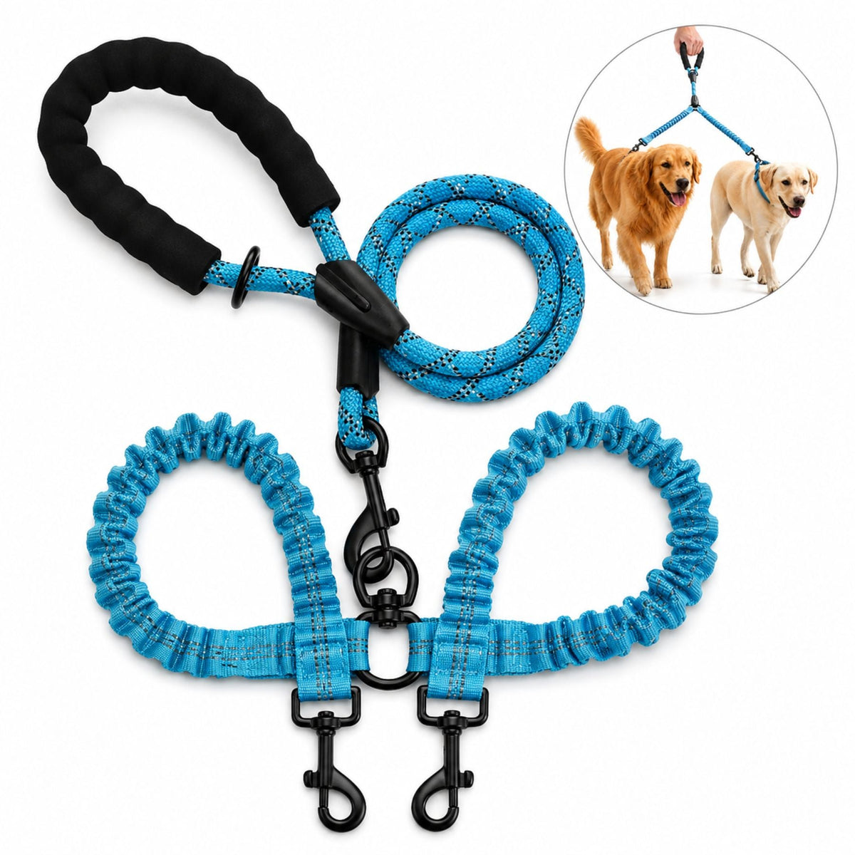 Dual Dog Lead Rope â Shock Absorbing Double Dog Leash with Comfort Handle