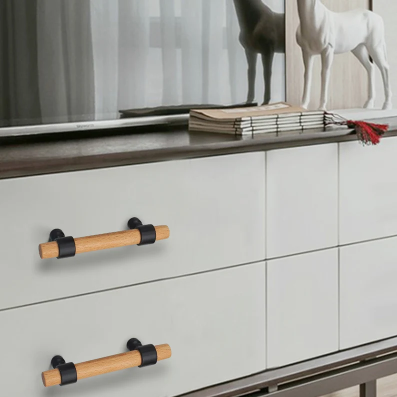 Vintage Walnut Wood Cabinet Pulls