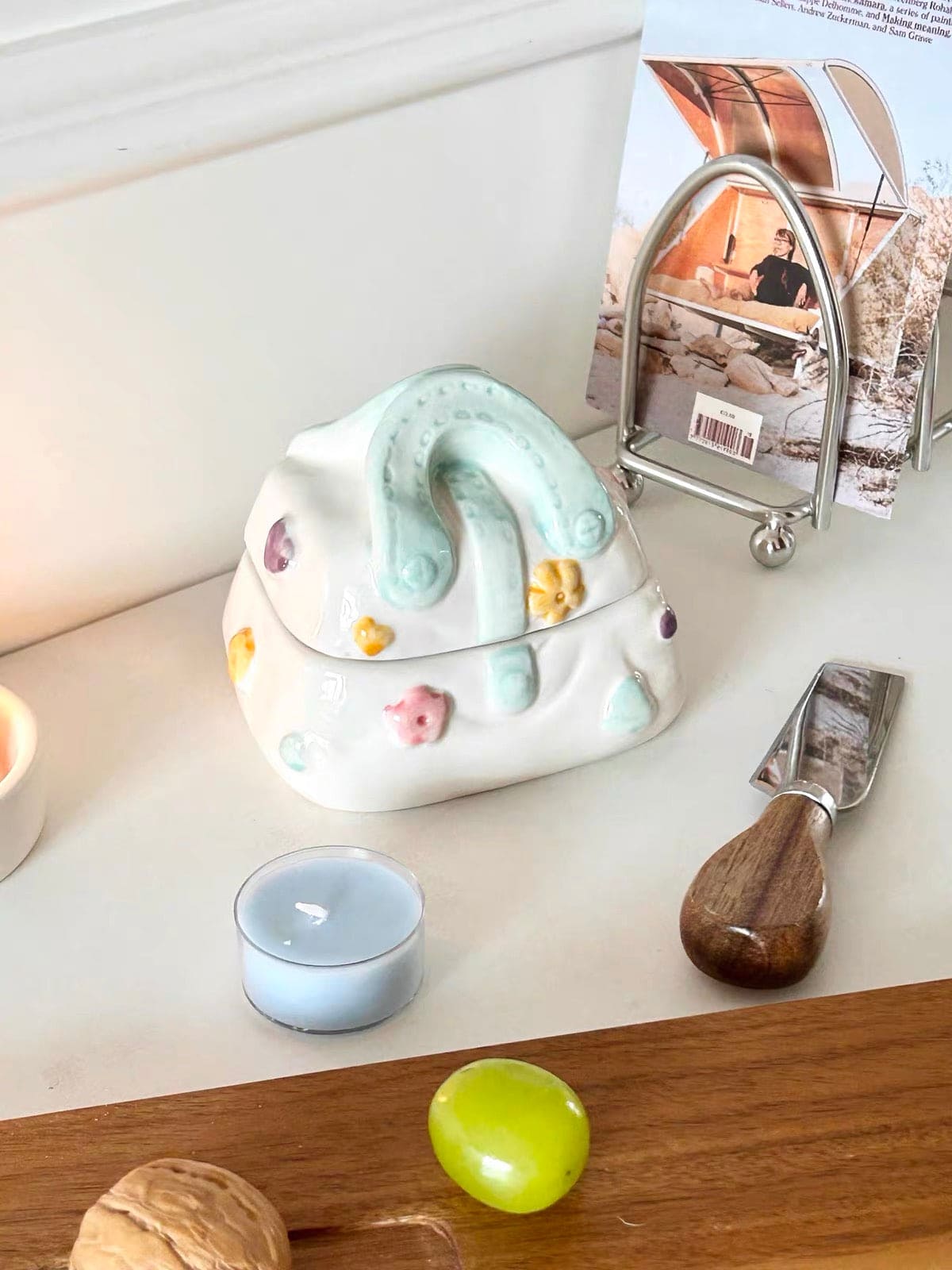 Embossed Floral Ceramic Jewelry Box