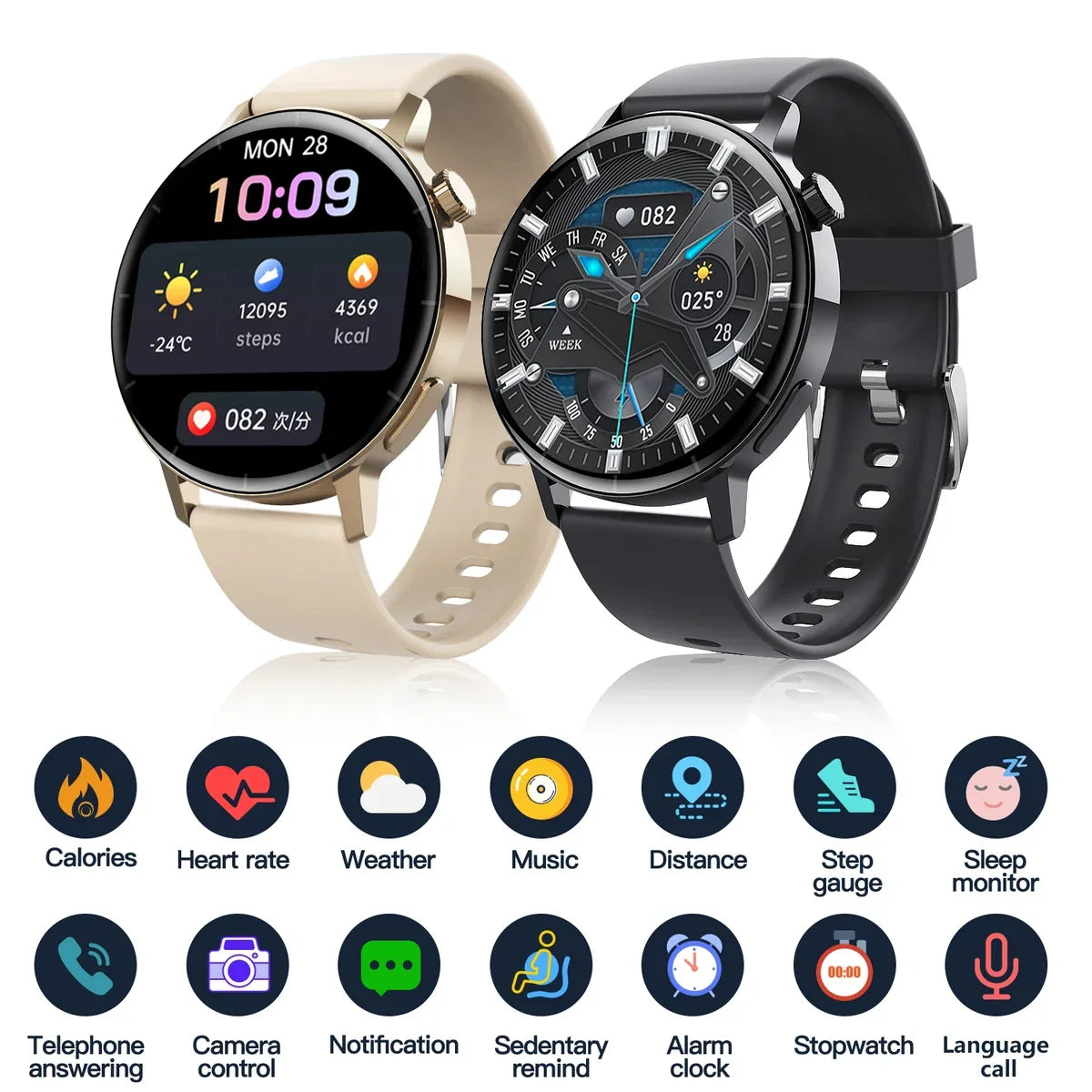 F22R Smart Watch - Bluetooth Calling Round Display Fitness Tracker