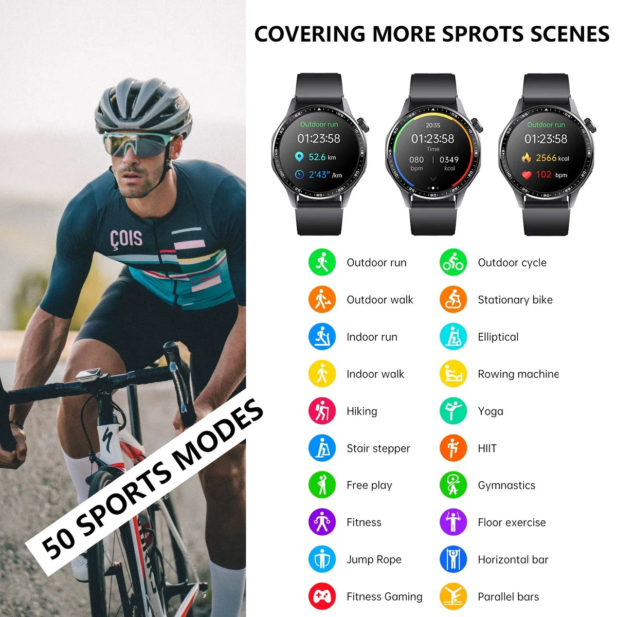F61 Smart Watch - Bluetooth Calling, 1.55 Inch Display & 50 Sports Modes Fitness Tracker