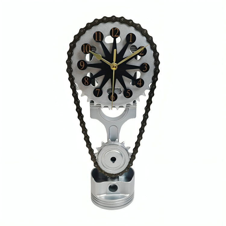 Rotating Gear Clock with Moving Gears, USB Powered Mechanical Tabletop Clock