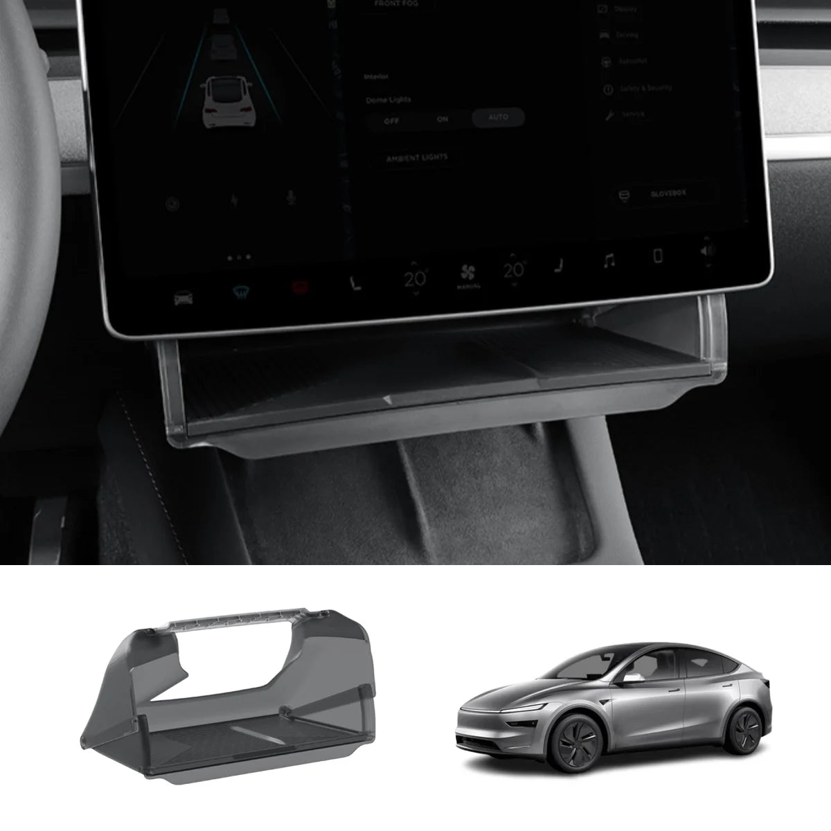 Under Screen Foldable Storage Box for Tesla Model 3/Y 2024+