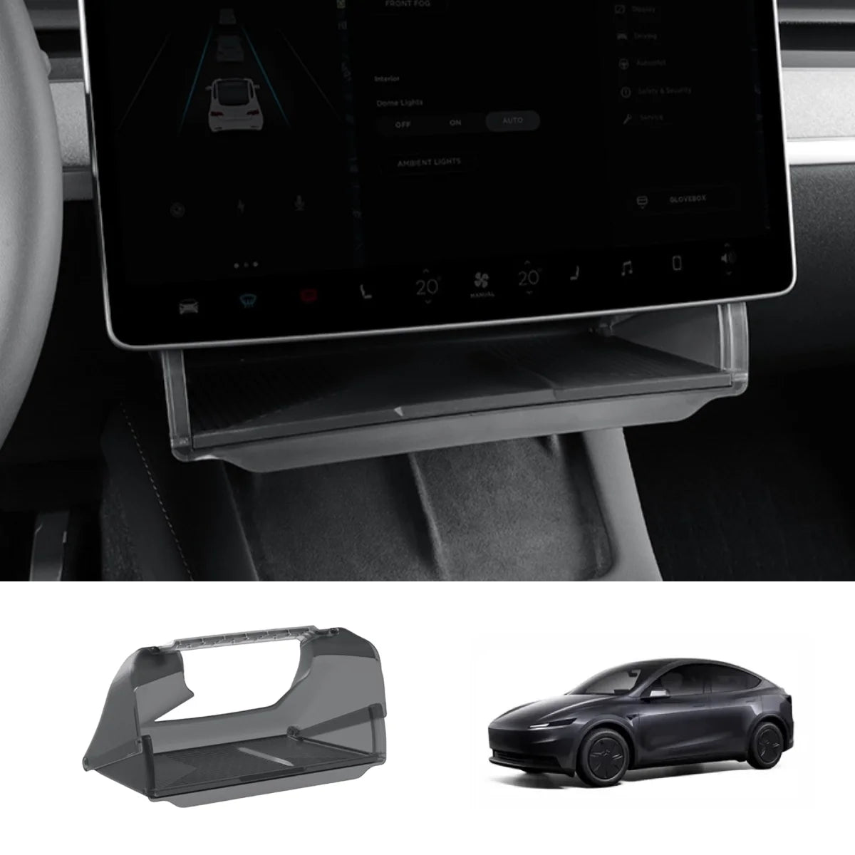 Under Screen Foldable Storage Box for Tesla Model 3/Y 2024+