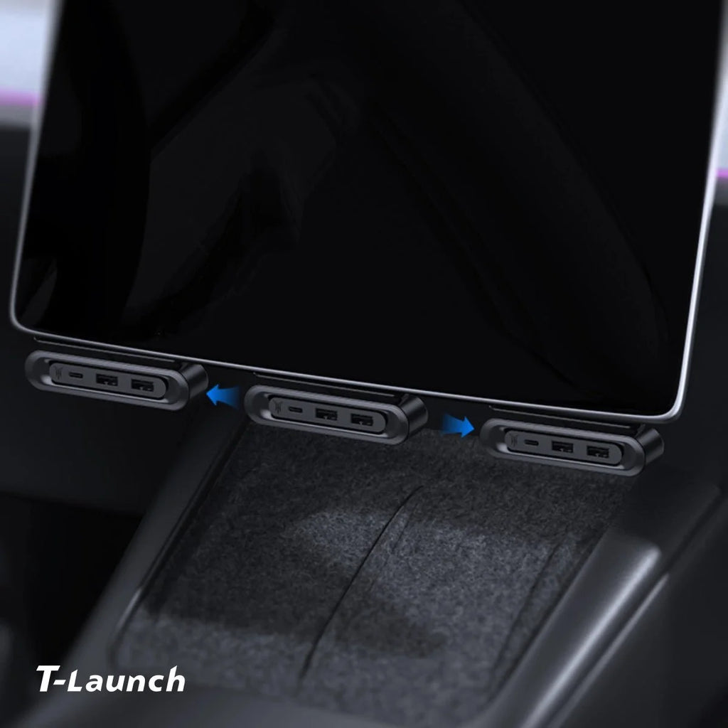 Under Screen Foldable Hidden USB-C Hub for Tesla Model 3/Y/Y L
