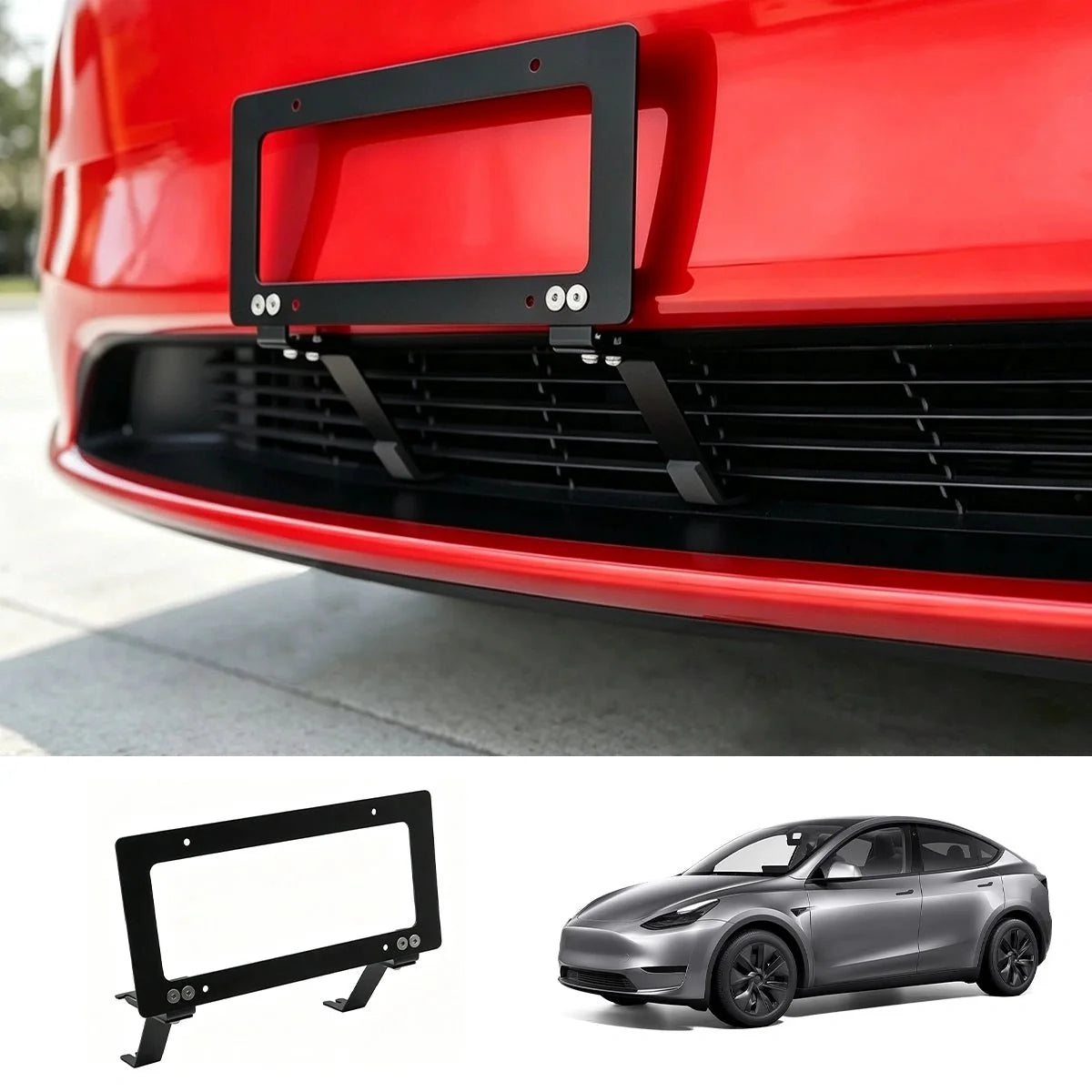 No Drill Model 3/Y Front License Plate Frame for Tesla- NO Adhesives, Quick Install