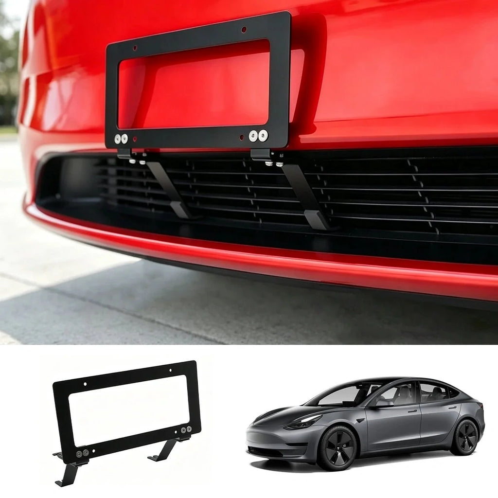 No Drill Anti-theft Front License Plate Holder For Tesla Model 3/Y(2017-2023), Front License Plate Bracket Mounting Kit