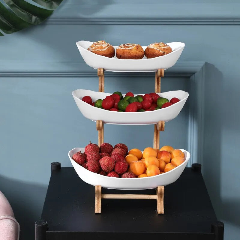 FruitTriad | Three-Tier Fruit Bowl with Compact Design | Elegant Kitchen Storage for Fresh Fruits