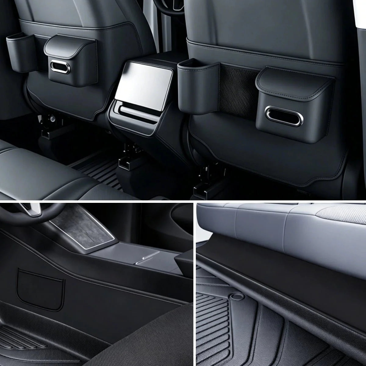 Nappa Leather Interior Anti-Kick Protection Mats for Tesla Model 3 Highland 2024+